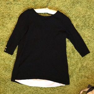 WH/BM black sweater w/ back blouse